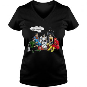 Jesus and DC superheroes and thats how I saved the world Ladies Vneck