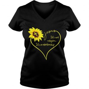 Jesus sunflower its not religion its a relationship Ladies Vneck