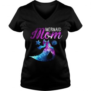 Mermaid Mom Squad Birthday Party Colorful Ladies Vneck