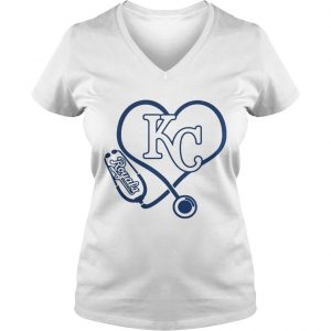 Nurse loves Kansas City Royals stethoscope Ladies Vneck