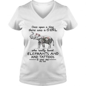 Once upon a time there was a girl who really loved elephants and had tattoos Ladies Vneck