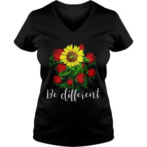 Rose And Sunflower Be Different Ladies Vneck