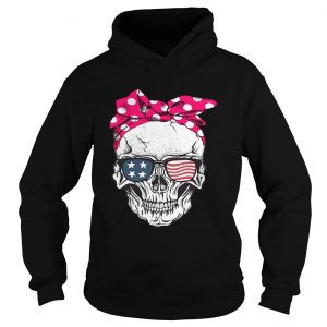 Skull lady with American flag sunglasses Hoodie