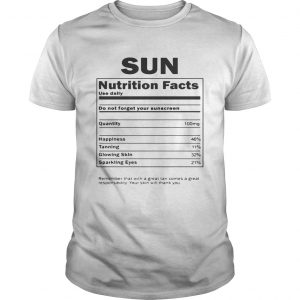 Sun Nutrition Facts unisex