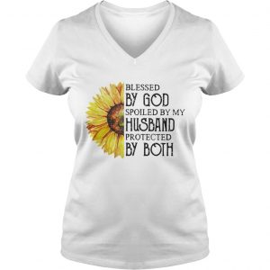 Sunflower blessed by God spoiled by my husband protected by both Ladies Vneck