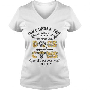 Sunflower once upon a time there was a girl who really loved dogs and cows Ladies Vneck