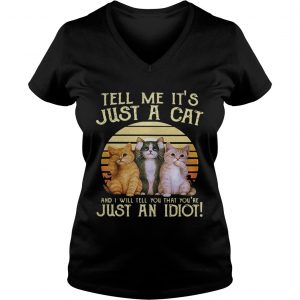 Tell me its just a cat and I will tell you that youre just an idiot retro Ladies Vneck