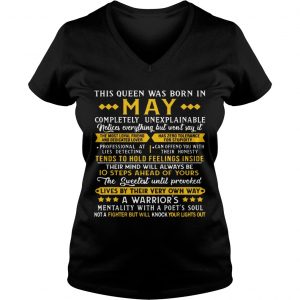 This Queens Was Born In May A Warrior’s Mentality Birthday Women Ladies Vneck
