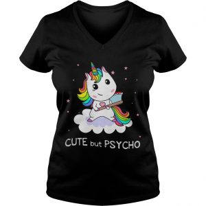 Unicorn Cute But Psycho Ladies Vneck