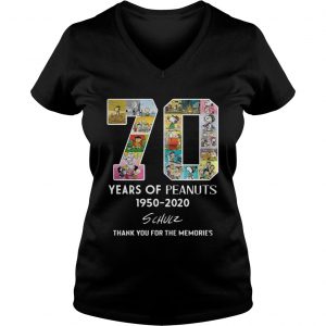 70 years of Peanuts 19502020 schulz thank you for the memories Ladies Vneck