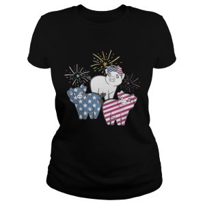 American Flag Pigs For Independence Day Funny Ladies Tee