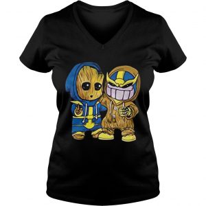 Baby Groot and Thanos Ladies Vneck