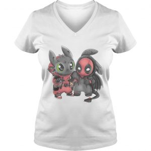 Baby Toothless and Deadpool Ladies Vneck