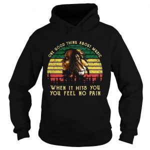 Bob Marley Iron Lion Zion one good thing about music when it hits you you feel no pain retro Hoodie