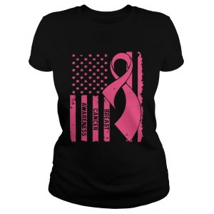 Breast Cancer Awareness American Flag Ladies Tee