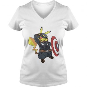Captain America Pikachu Marvel Avenger Ladies Vneck