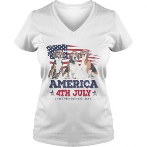 Cool Beagle America 4th July Independence Day Ladies Vneck