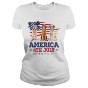 Cool Golden Retriever America 4th July Independence Day Ladies Tee