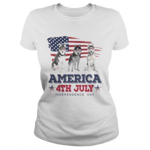 Cool Husky America 4th July Independence Day Ladies Tee