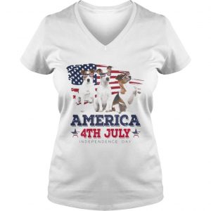 Cool Parson Russell America 4th July Independence Day Ladies Vneck
