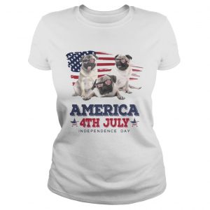 Cool Pug America 4th July Independence Day Ladies Tee