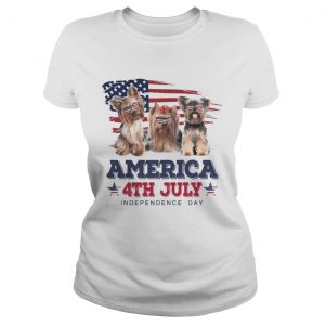 Cool Yorkshire Terrier America 4th July Independence Day Ladies Tee