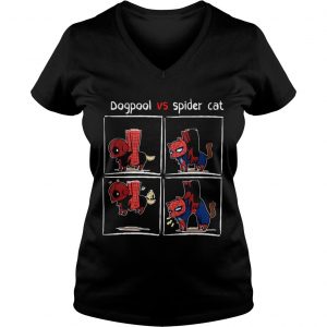 Dogpool and Spider Cat Deadpool and Spiderman Ladies Vneck