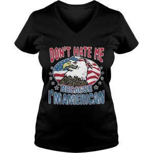Dont Hate Me American Bald Eagle Wearing Us Flag Bandanna Ladies Vneck