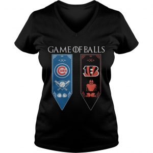 Game of Thrones game of balls Chicago Cubs and Cincinnati Bengals Ladies Vneck