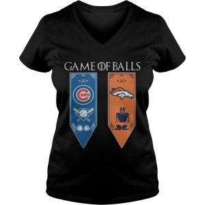 Game of Thrones game of balls Chicago Cubs and Denver Broncos Ladies Vneck
