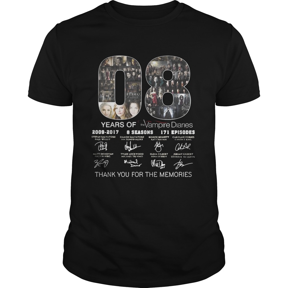 08 years of the Vampire Diaries thank you for the memories shirt