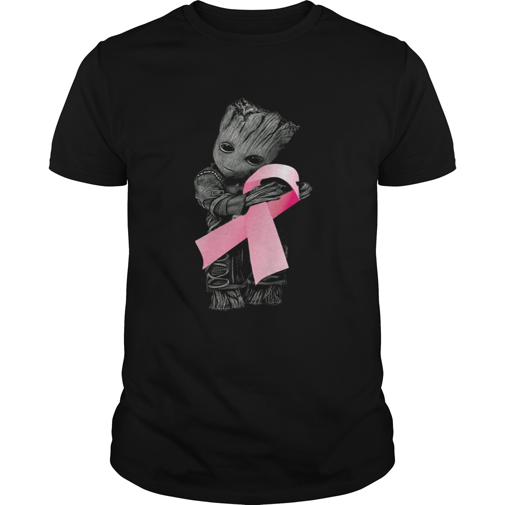 Baby Groot Hugs Breast Cancer Shirt