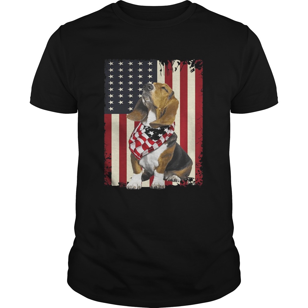 Basset Hound American flag shirt