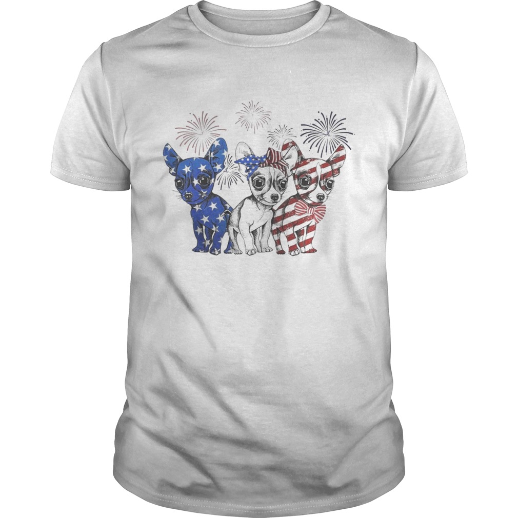 Chihuahua blue white and red American flag shirt