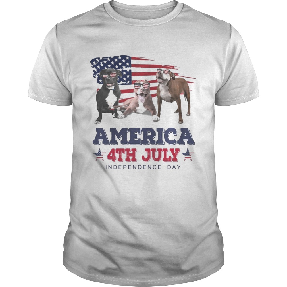 Cool Pit Bull America 4th July Independence Day T-shirt
