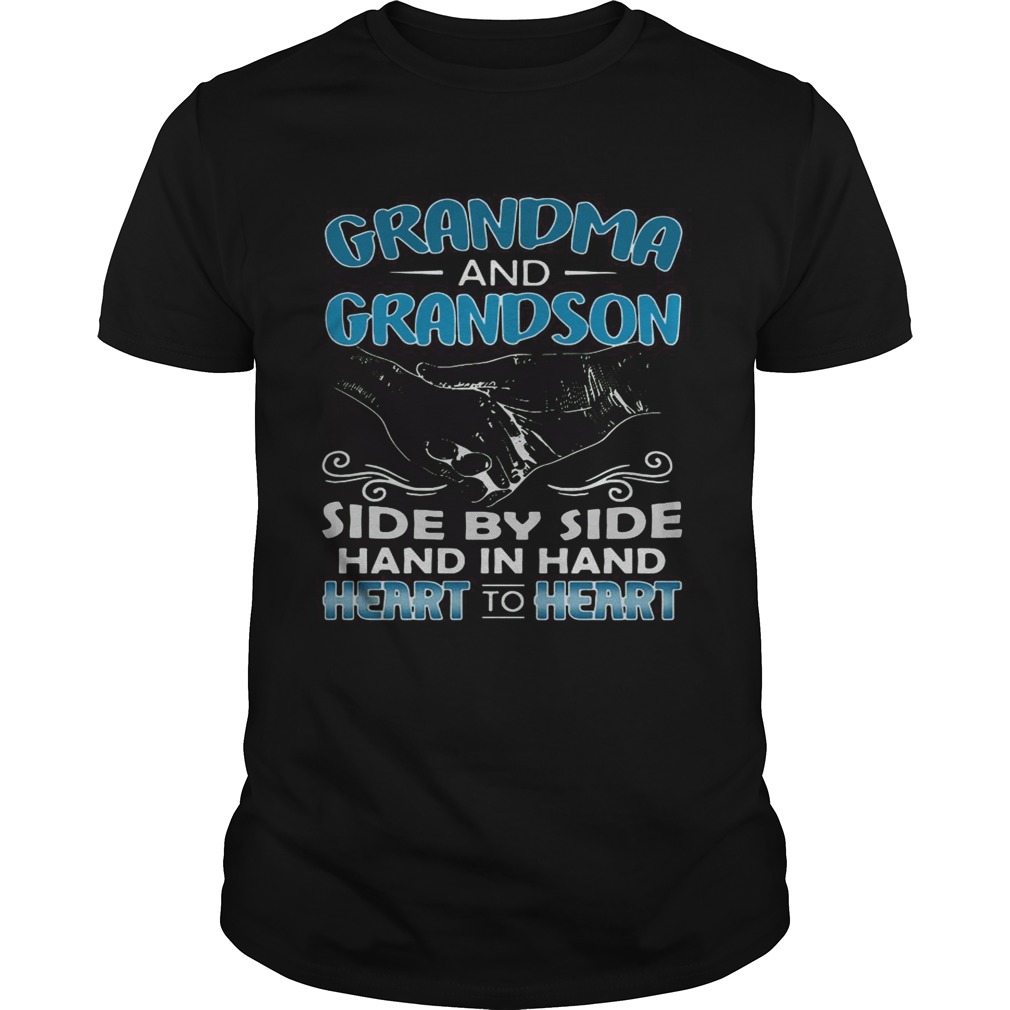 Grandma and Grandson side by side hand in hand heart to heart shirt