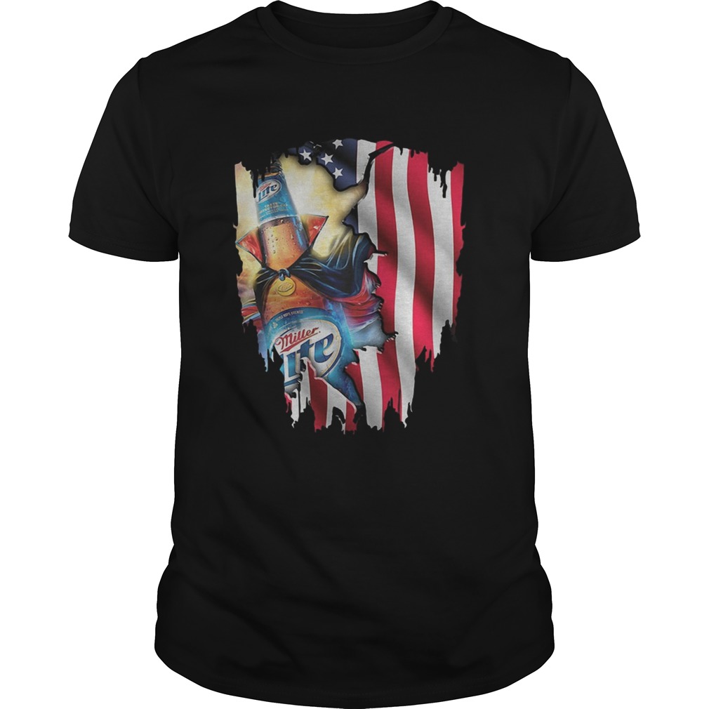 Independence Day 4th of July Miller Lite America Flag shirt