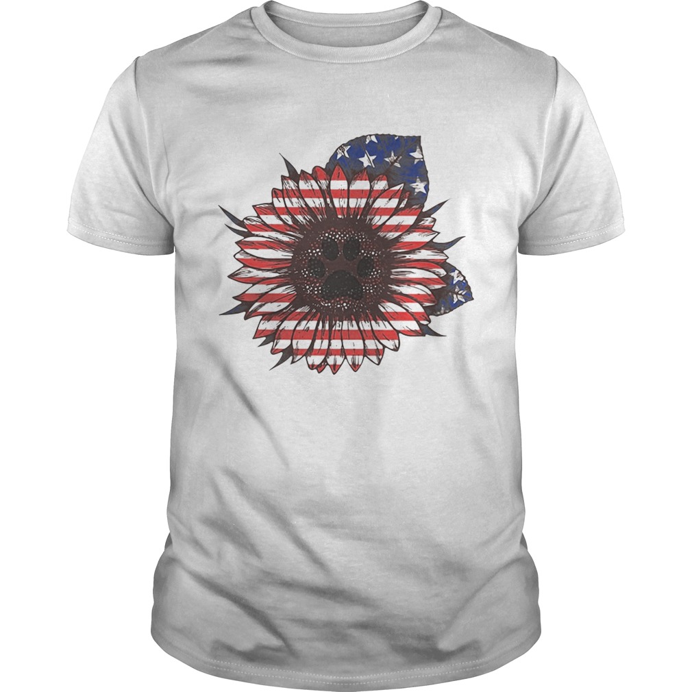 Paw dog sunflower flag America shirt