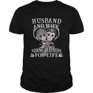 Guys Tattoo and skull Husband and wife riding partners for life shirt