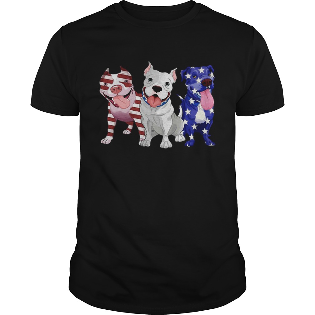 Three Pitbull American Flag shirt