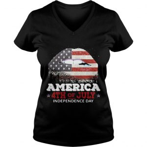Happy Independence day lip America Flag 4th of July Ladies Vneck