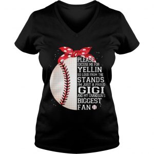 Im Just A Proud Gigi And My Grandsons Biggest Baseball Fan Ladies Vneck