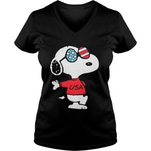 Independence Day 4th Of July Usa Snoopy Ladies Vneck