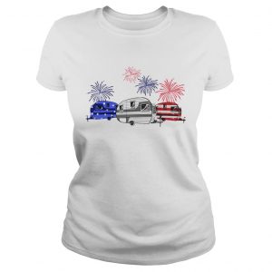 Independence day 4th of July camping beauty America flag Ladies Tee