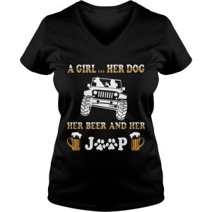 Jeep a holic A girl her dog and her Jeep Ladies Vneck