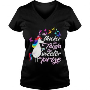 LGBT Unicorn the thicker the thighs the sweeter the prise Ladies Vneck