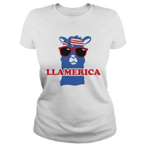 Llamerica llama with American flag headband Ladies Tee
