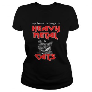 My heart belongs to heavy metal and cats Ladies Tee