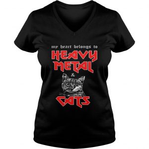 My heart belongs to heavy metal and cats Ladies Vneck