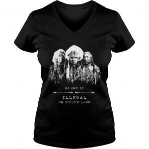 No one is illegal on stolen land American tribal Ladies Vneck